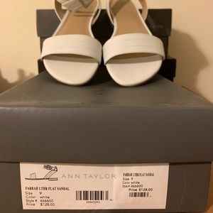 White Leather Ankle Strap Flat Sandals